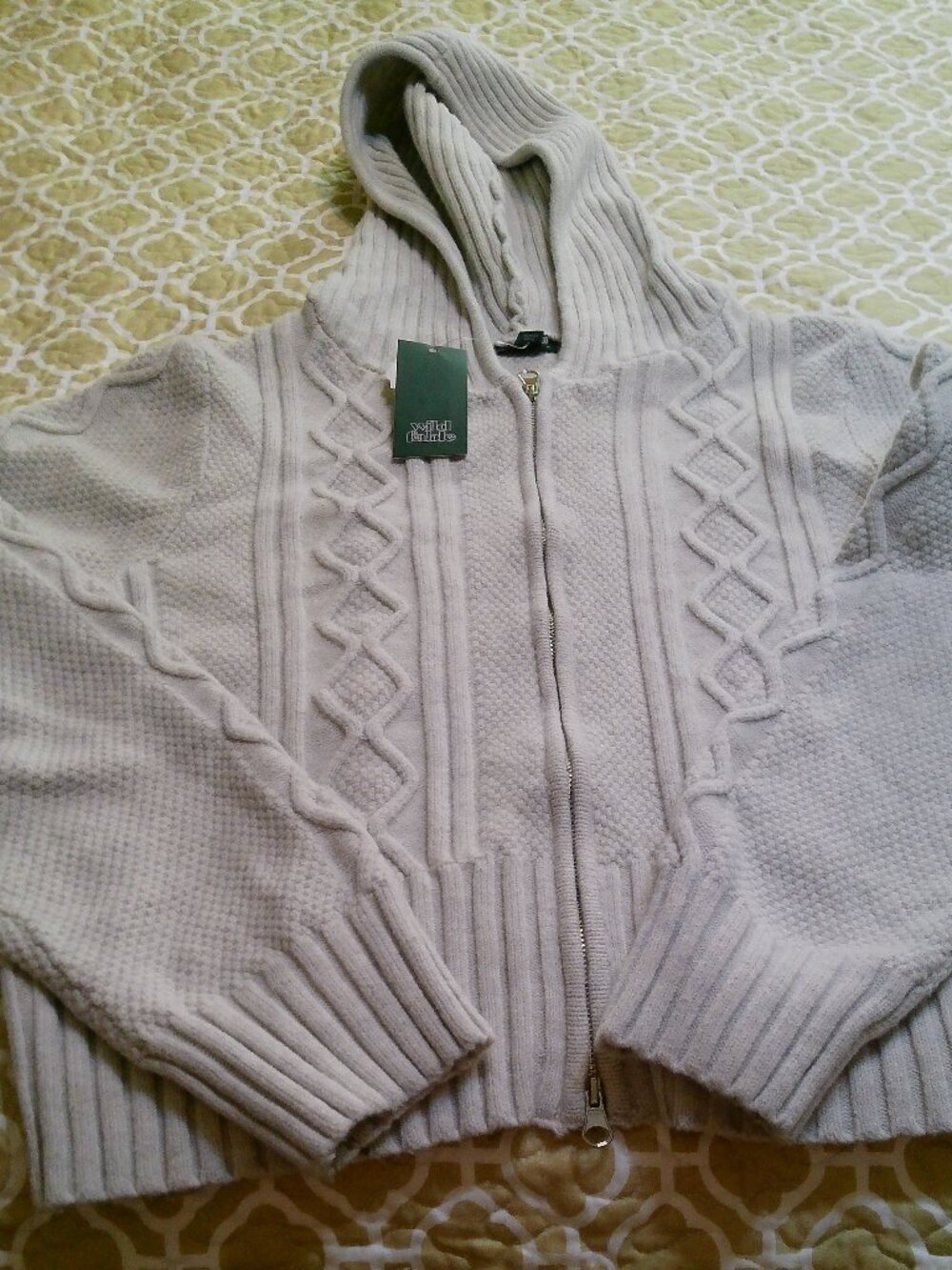 WILD FABLE Cropped Zip Sweater Light Gray NWT